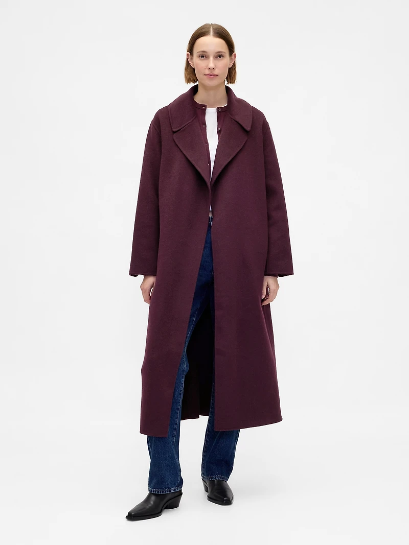Wool-Blend Wrap Coat