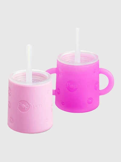 PopYum Baby and Toddler Silicone Training Cup 2-Pack