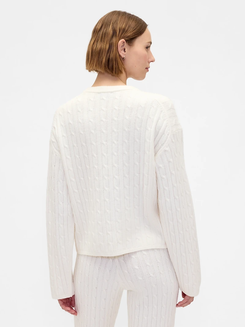 CashSoft Cable-Knit Crewneck Sweater