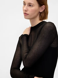 High-Neck Sheer Sweater