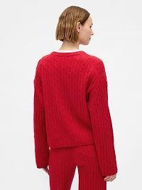 CashSoft Cable-Knit Crewneck Sweater