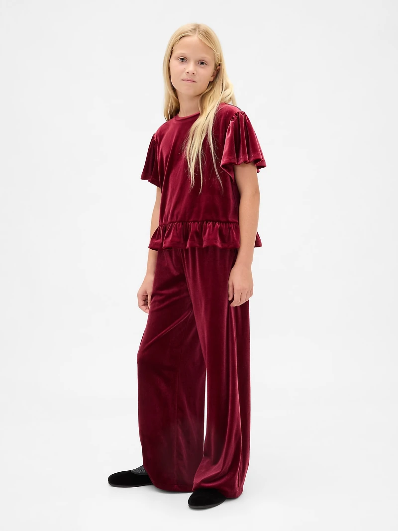 Kids Velvet Wide-Leg Pants