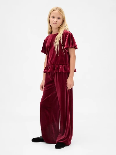 Kids Velvet Wide-Leg Pants