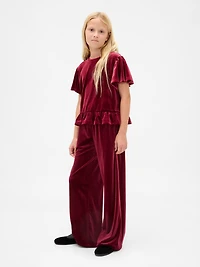 Kids Velvet Wide-Leg Pants