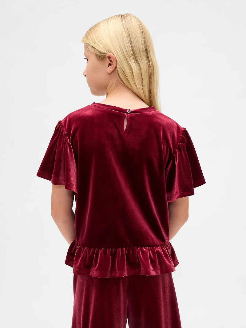 Kids Velour Peplum Top
