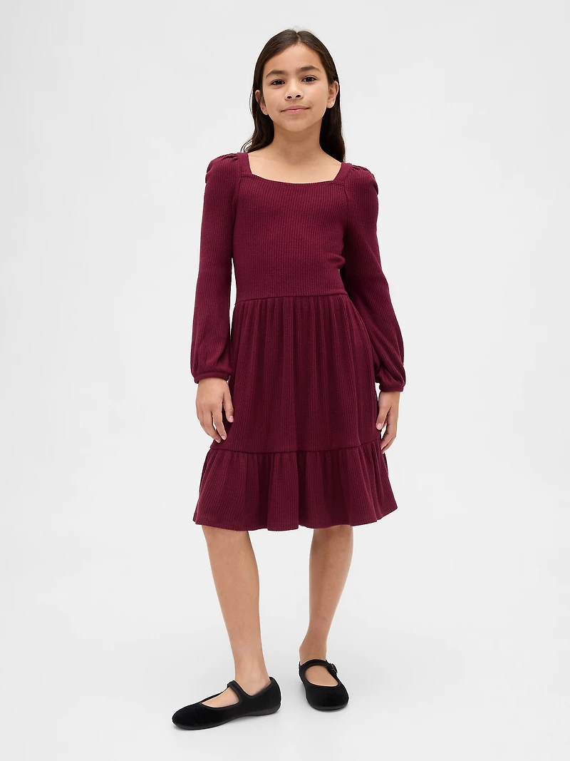 Kids Softspun Smocked Square-Neck Dress