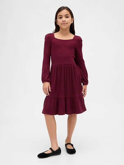 Kids Softspun Smocked Square-Neck Dress