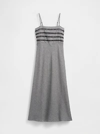 Linen-Blend Lace Inset Maxi Dress