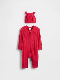 Baby Cable-Knit One-Piece Outfit Set