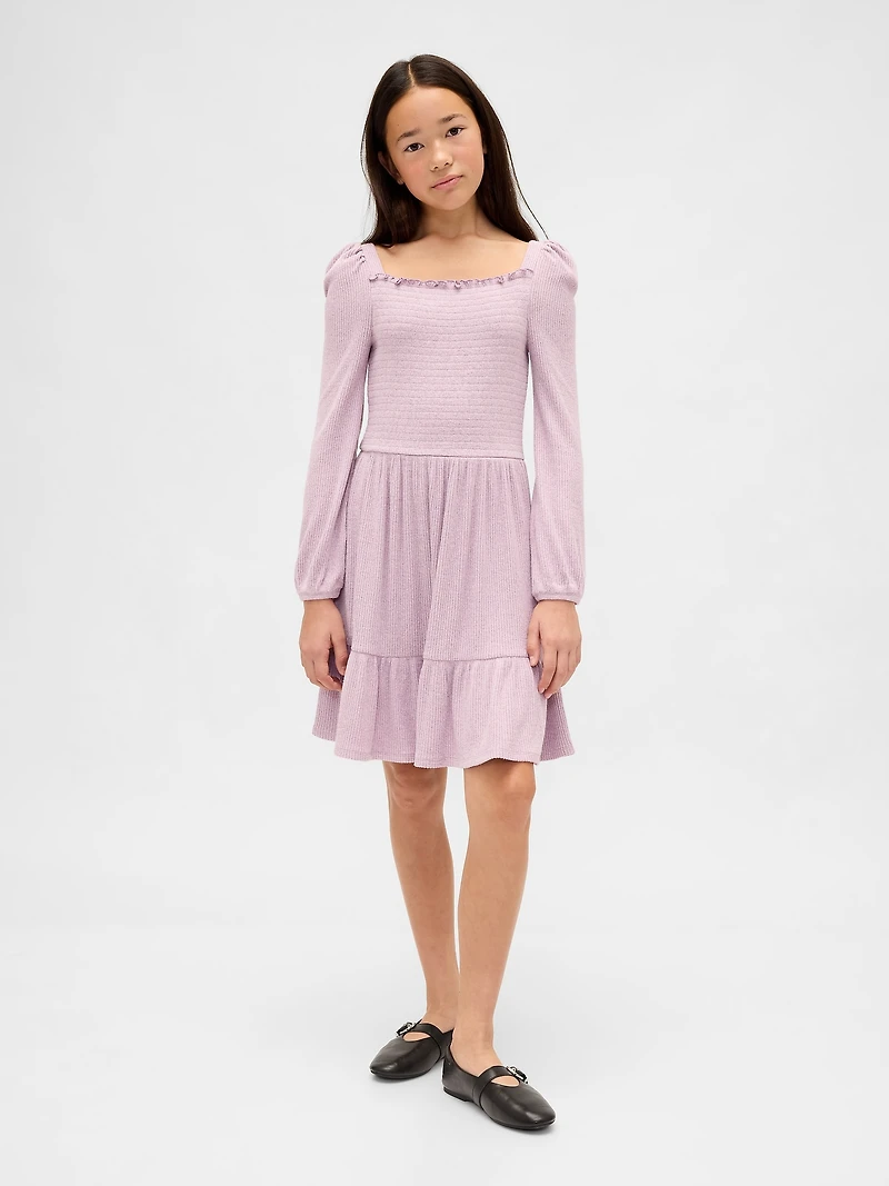 Kids Softspun Smocked Square-Neck Dress