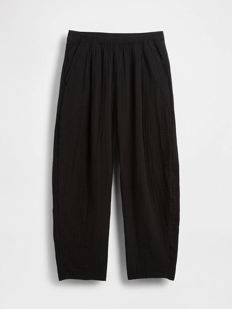 Cotton Gauze Easy Barrel Pants