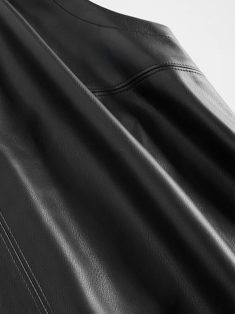 Vegan Leather Shift Mini Dress