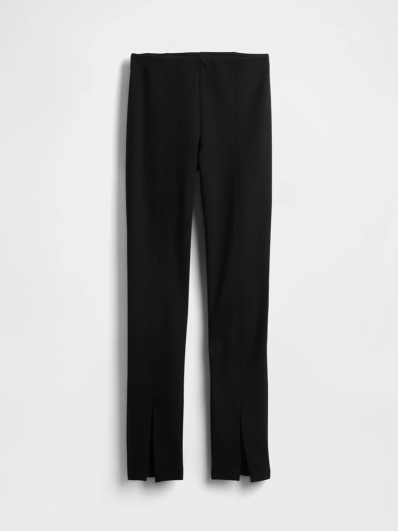 High Rise Double Knit Split-Hem Flare Pants