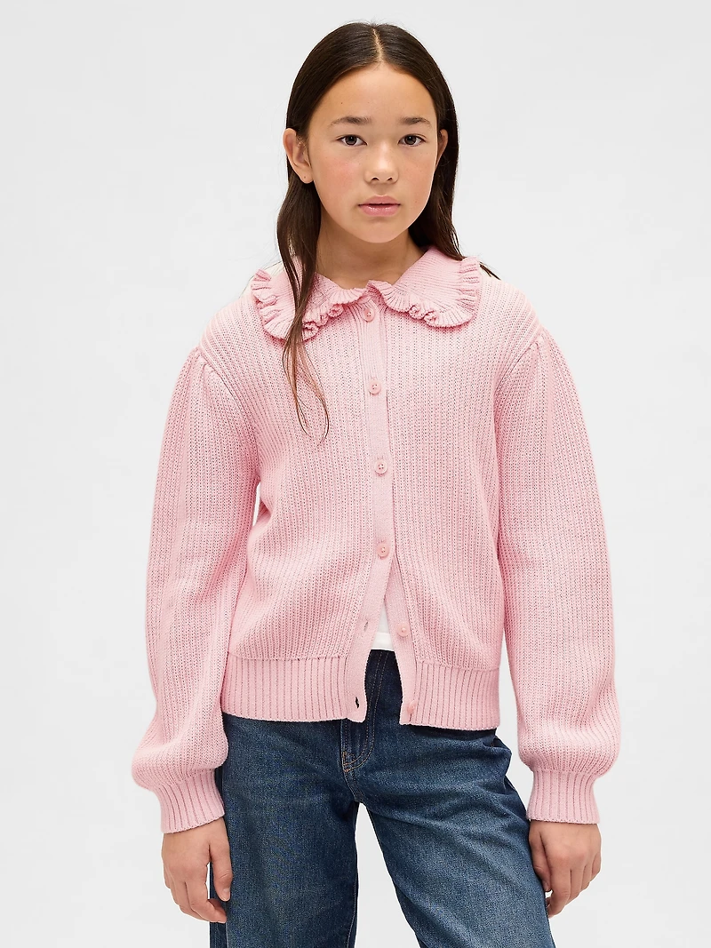 Kids Ruffle Collar Cardigan