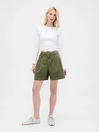 6" Mid Rise Twill Pleated Trouser Shorts