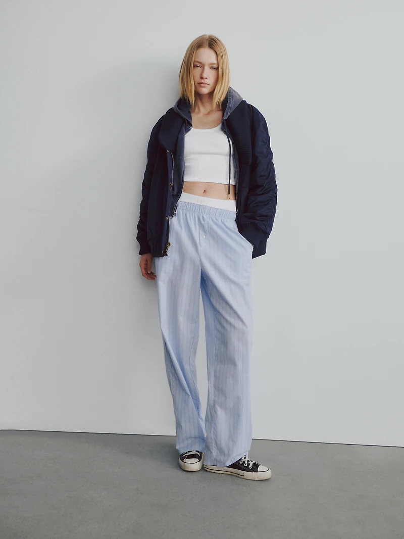 Oversized Knit-Trim Bomber Jacket