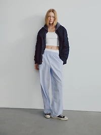 Oversized Knit-Trim Bomber Jacket