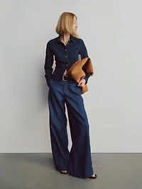 Denim Fitted Crop Shirt