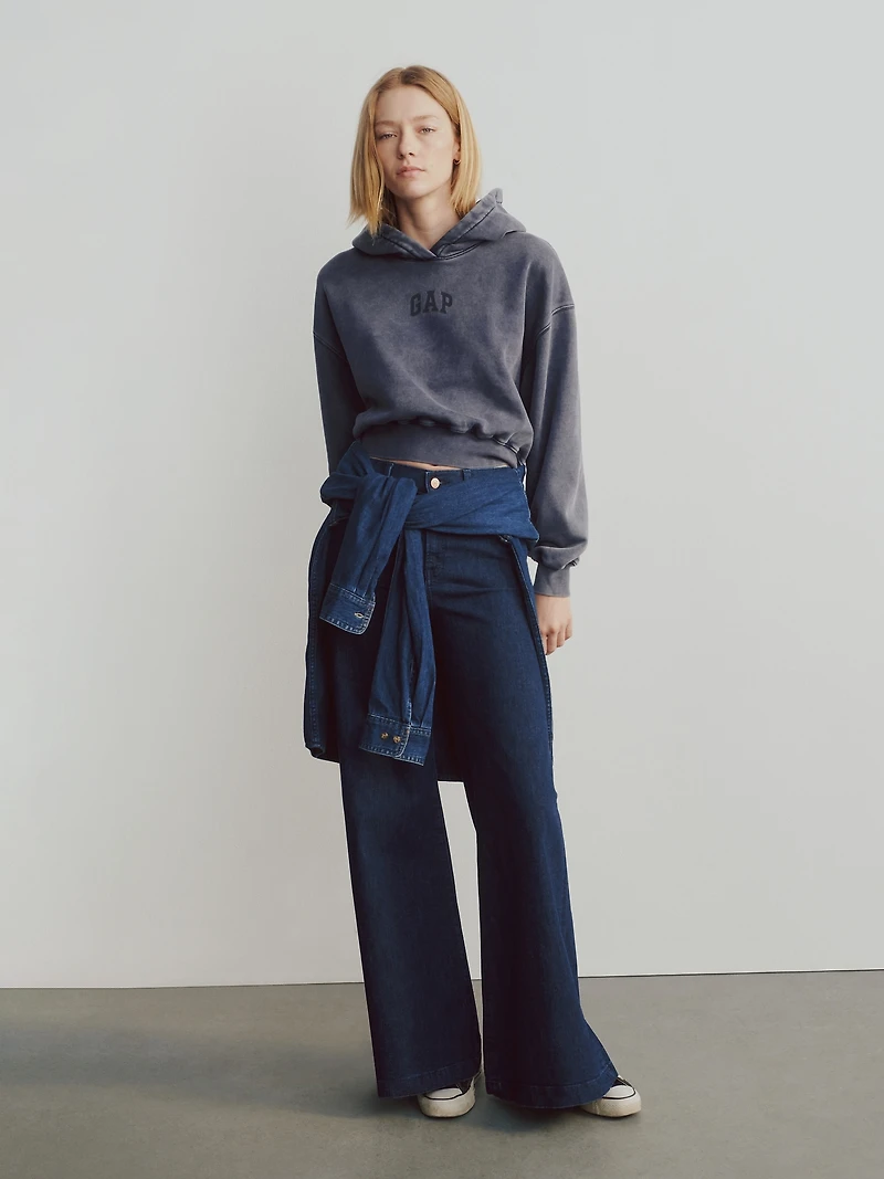 VintageSoft Crop Logo Hoodie