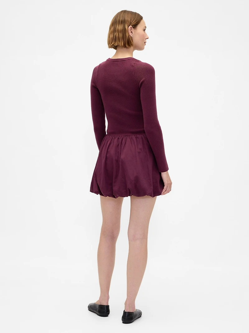 Mixed Media Bubble Mini Dress