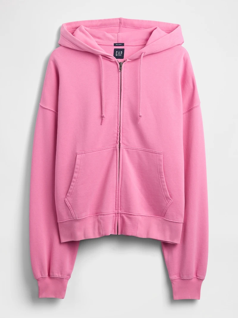 Heavyweight Oversized Crop Zip Hoodie