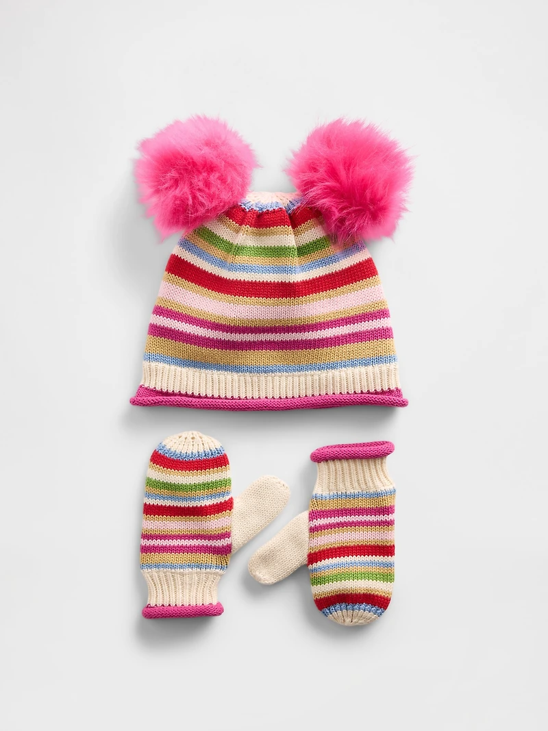 Baby & Toddler Pom Beanie Mittens Set