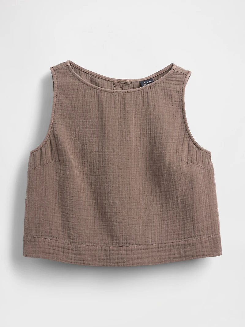 Cotton Gauze Crop Shell Top