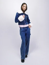 Gap × Sandy Liang Vegan Fur Crop Denim Jacket
