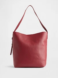 Vegan Leather Bucket Tote Bag