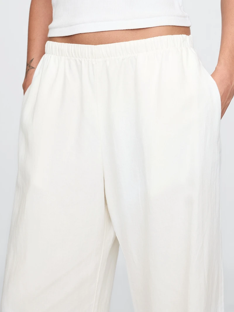 Linen-Blend Easy Wide-Hem Pants