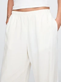 Linen-Blend Easy Wide-Hem Pants