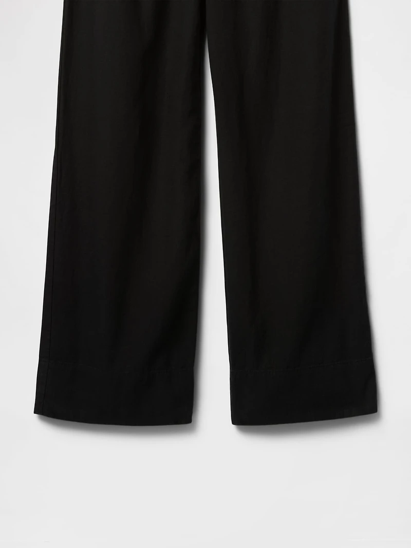 Linen-Blend Easy Wide-Hem Pants