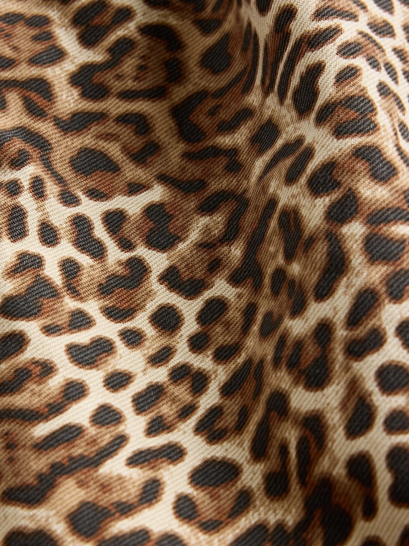 UltraSoft Leopard Denim Mini Dress