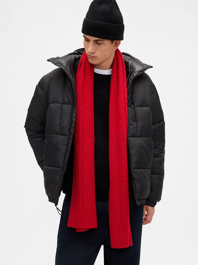 CashSoft Cable-Knit Scarf