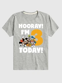 Toddler Disney Hooray Im 3 Today Graphic Tee