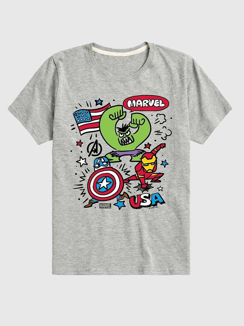 Toddler Marvel Avengers USA Doodle Short Sleeve Graphic Tee
