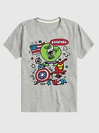 Toddler Marvel Avengers USA Doodle Short Sleeve Graphic Tee