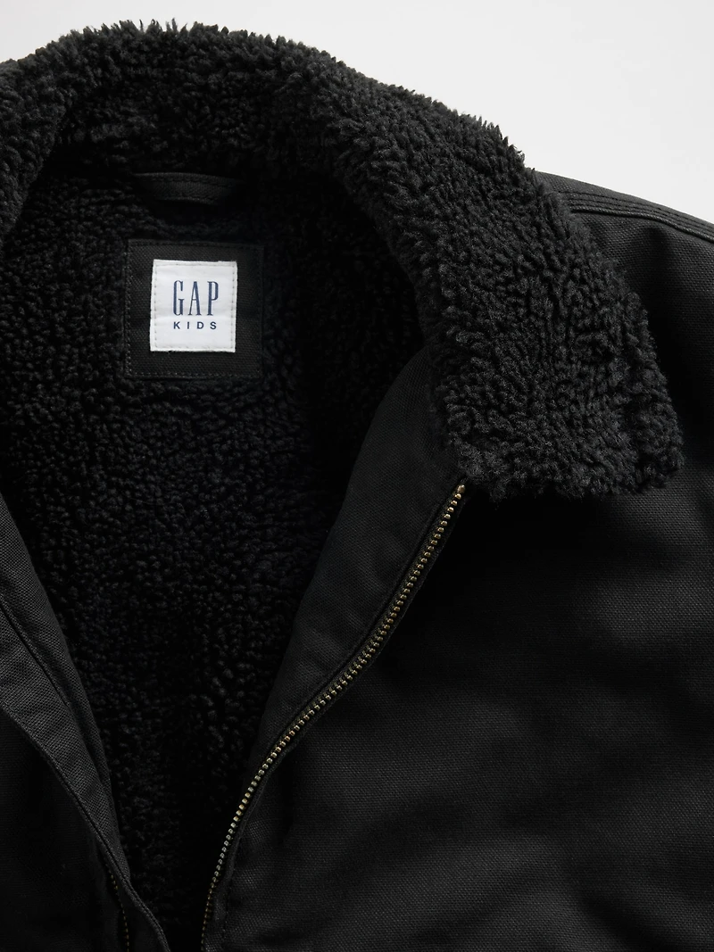 Kids Sherpa-Lined Canvas Bomber Jacket