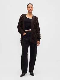 100% Cotton Oversized Cutout Pointelle Cardigan