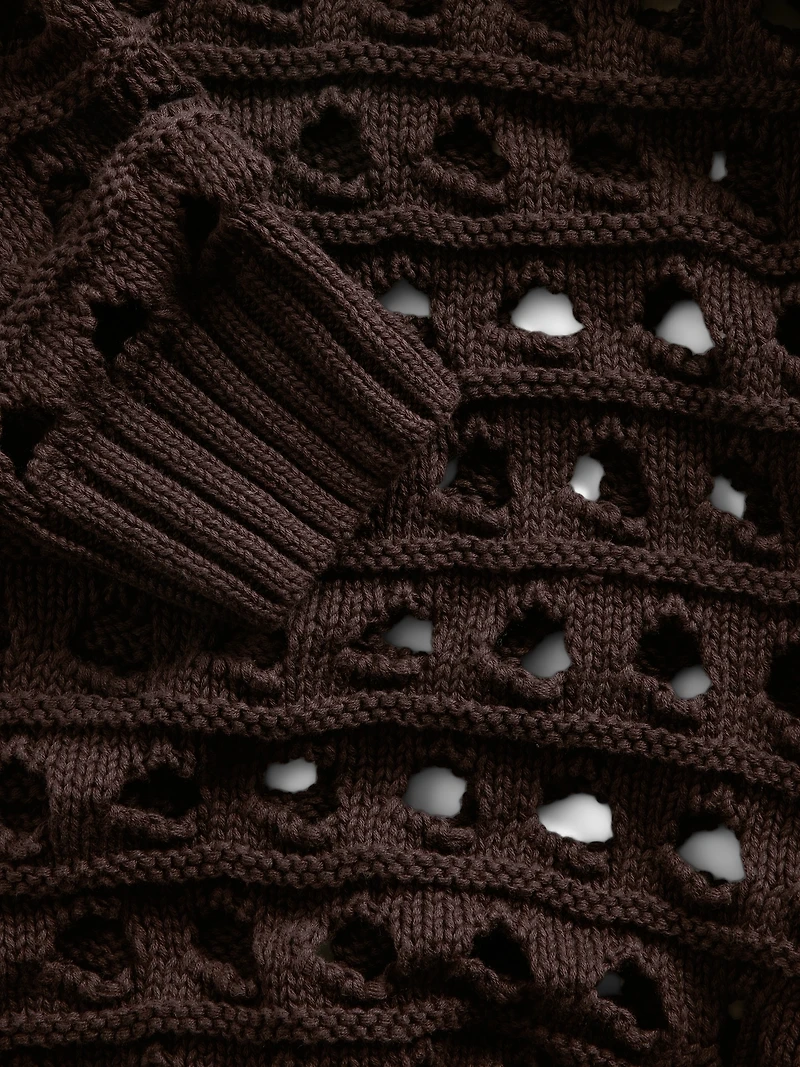 100% Cotton Oversized Cutout Pointelle Cardigan