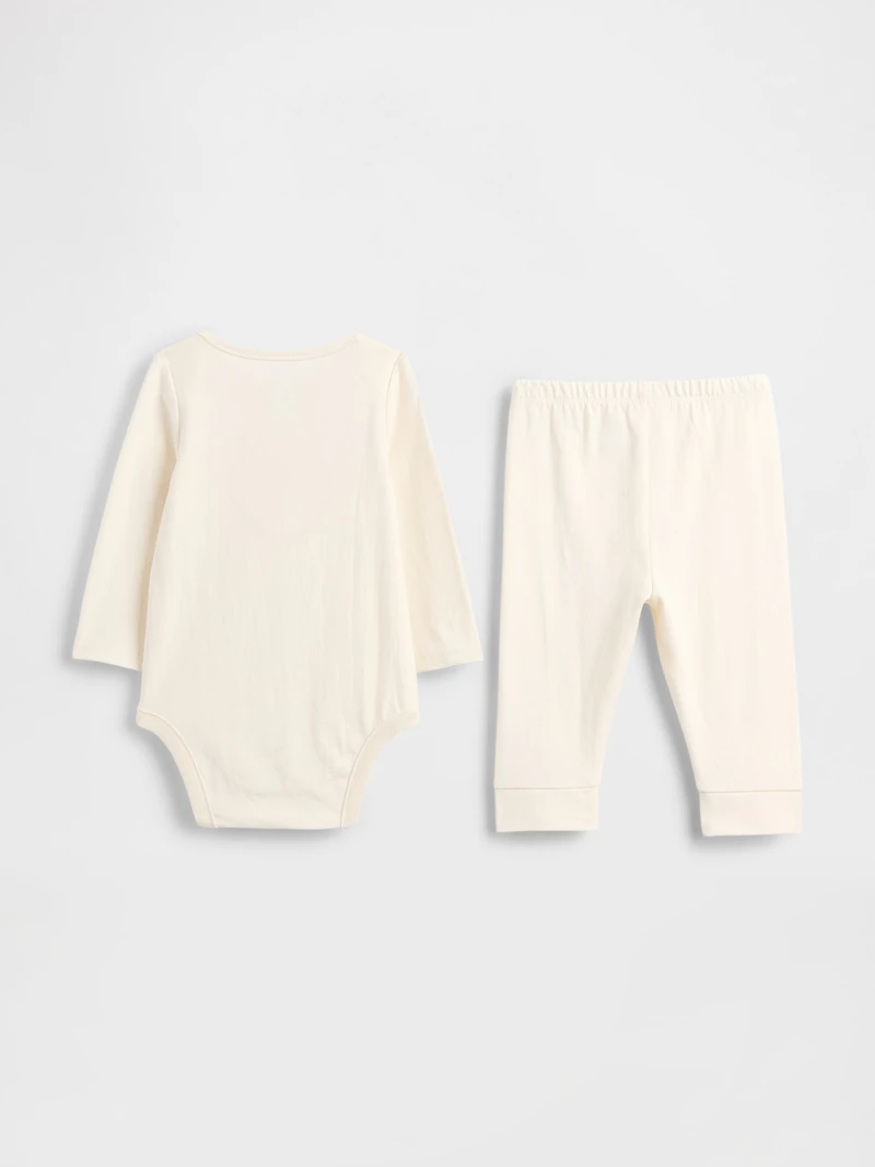 Baby Organic Cotton Bear Heart Bodysuit Outfit Set