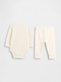 Baby Organic Cotton Bear Heart Bodysuit Outfit Set