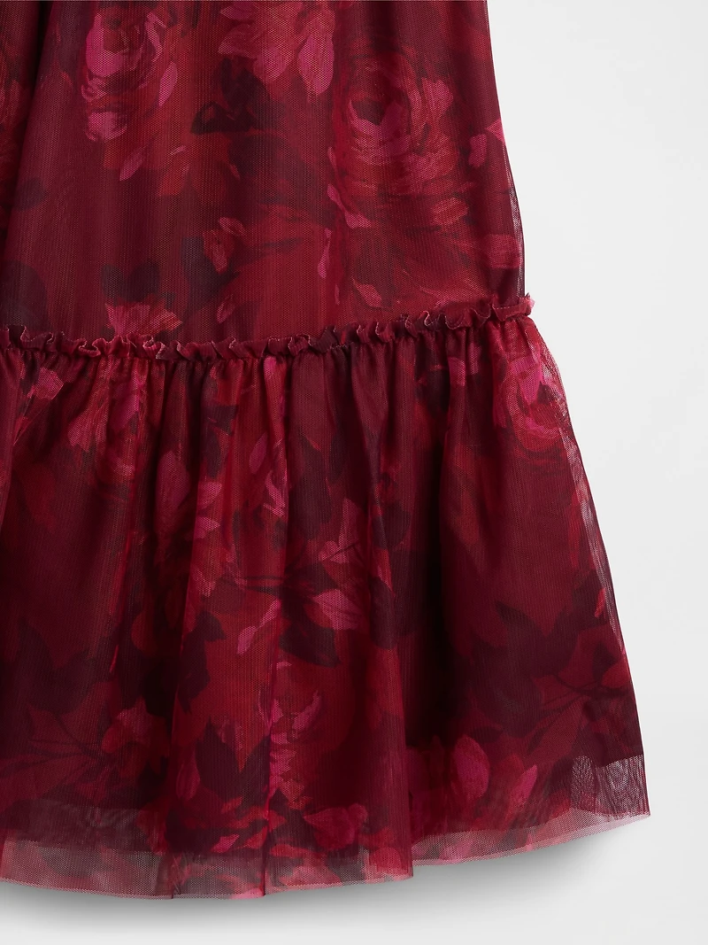 Kids Tulle Cap-Sleeve Midi Dress