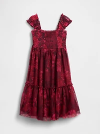 Kids Tulle Cap-Sleeve Midi Dress