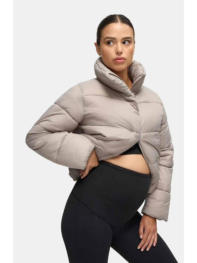 Ingrid and Isabel Cloud Crop Side Zip Maternity Puffer Jacket