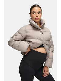 Ingrid and Isabel Cloud Crop Side Zip Maternity Puffer Jacket