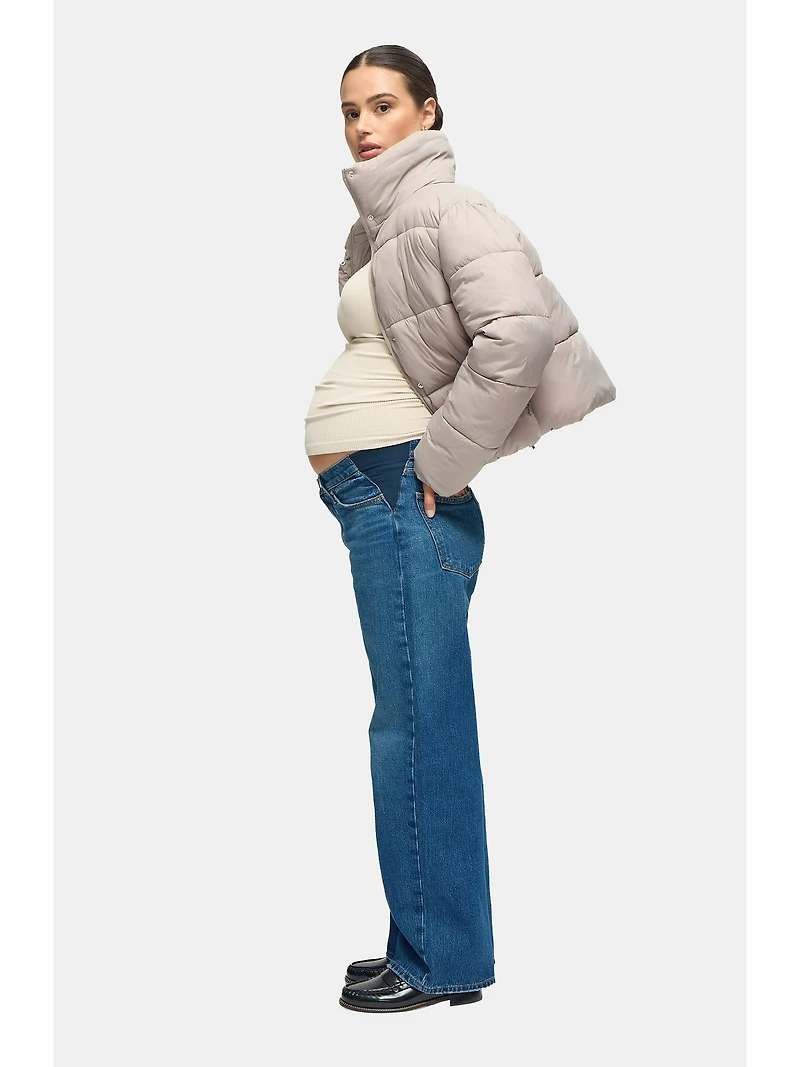Ingrid and Isabel Cloud Crop Side Zip Maternity Puffer Jacket