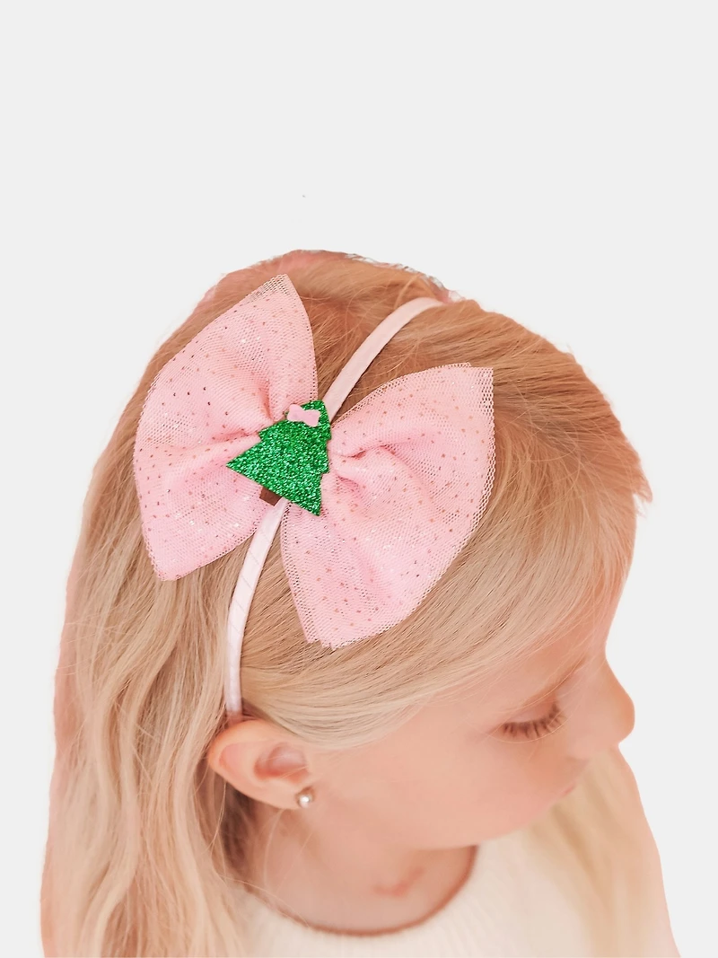 Sweet Wink Christmas Tree Tulle Bow Headband