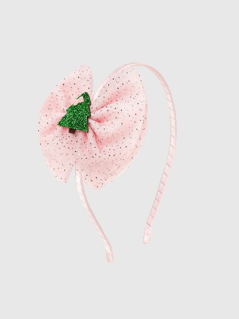 Sweet Wink Christmas Tree Tulle Bow Headband