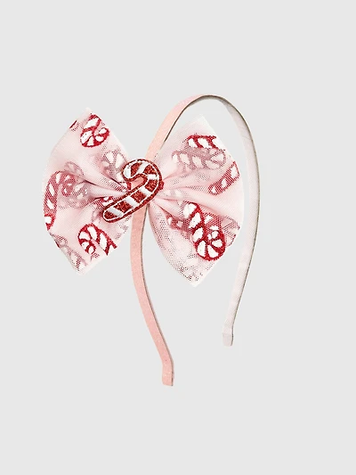 Sweet Wink Candy Cane Confetti Christmas Tulle Bow Headband